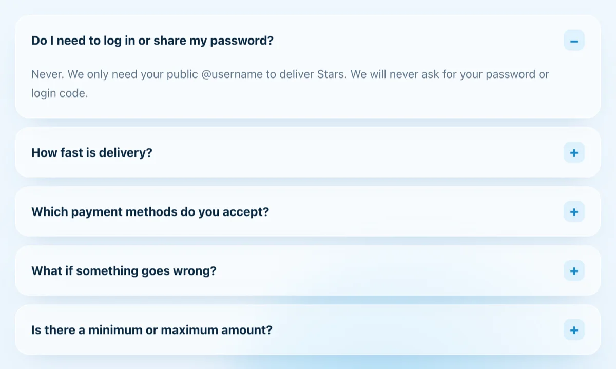 FAQ section on saotelegram.com