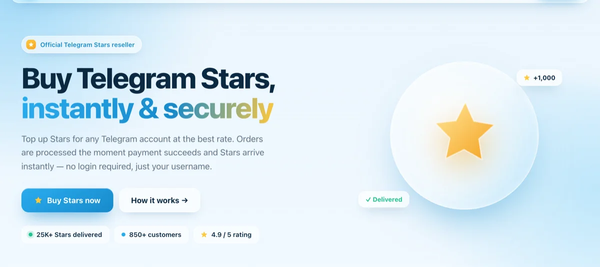 saotelegram.com homepage to buy Telegram Stars