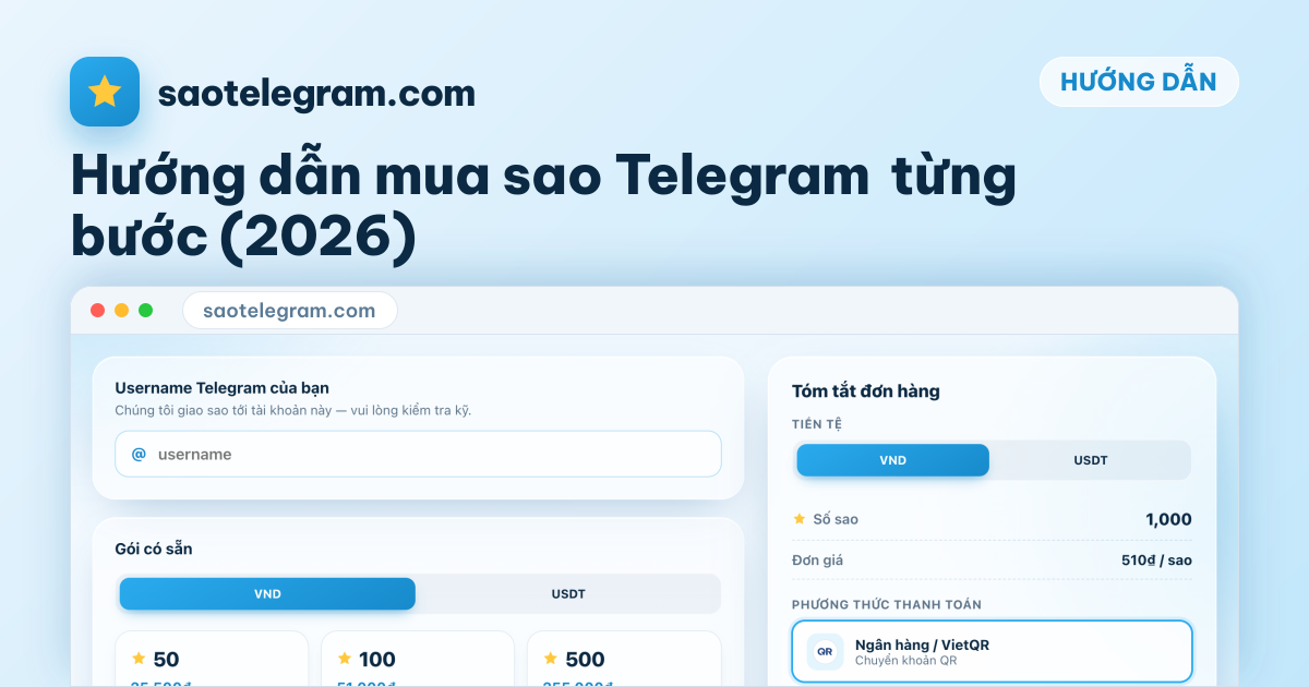 Hướng dẫn mua sao Telegram từng bước (2026)